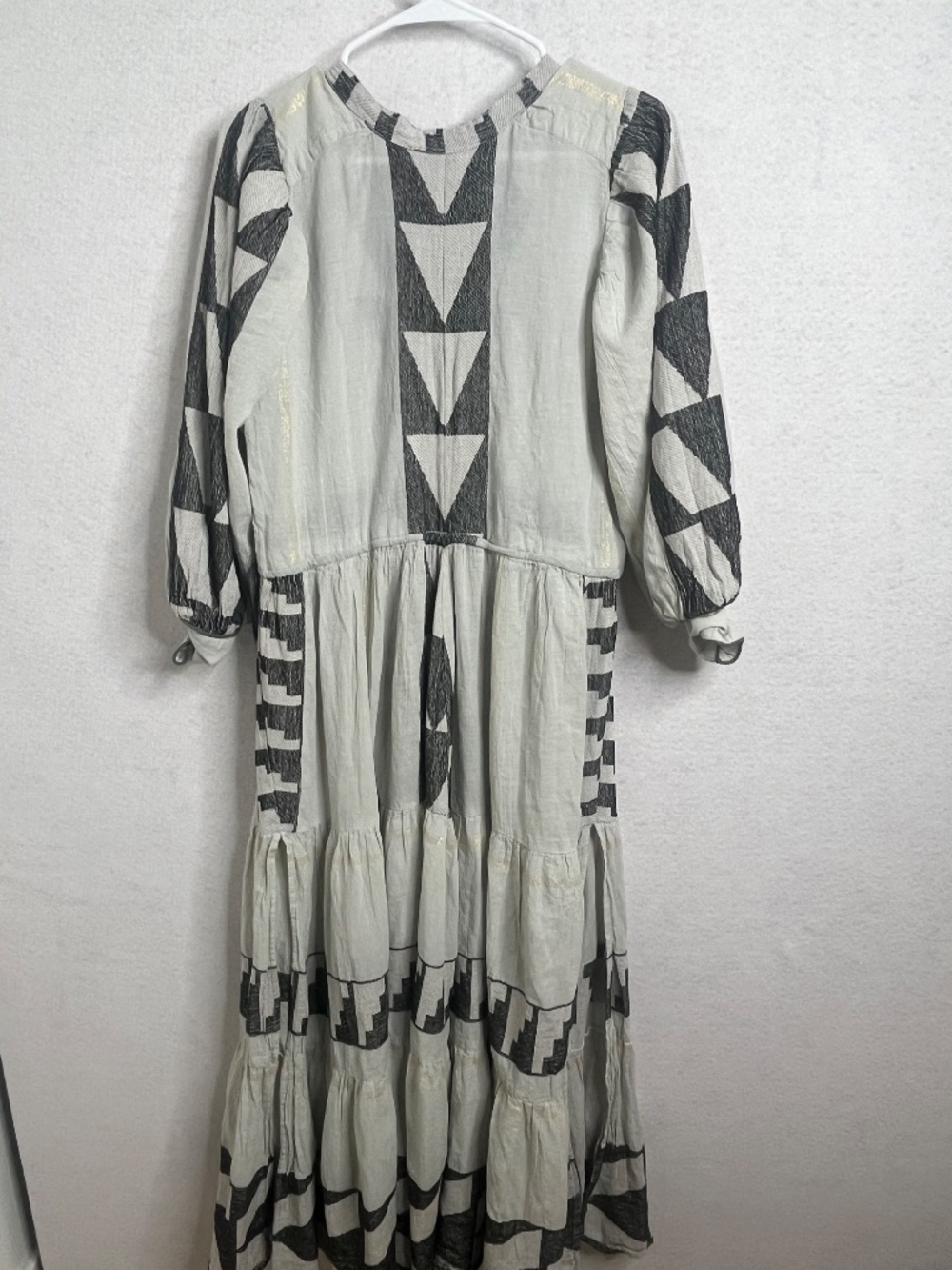 Pearl & Caviar Boho Geometric Print Midi Dress Long Sleeve Flowy S - Picture 3 of 6